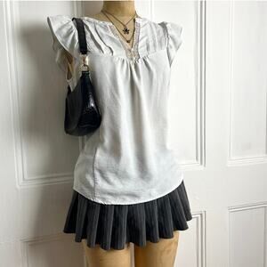 Tamara. H cottegecore white short sleeve blouse flare sleeves Bohochic fairy